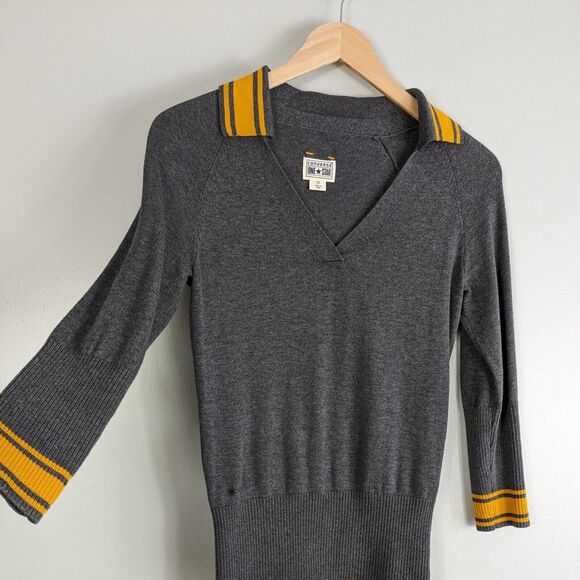 Vintage Y2K Converse Sweater Striped Blokecore Collegiate Ivy Gray Yellow XS - Picture 4 of 11